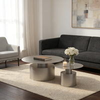 Table basse modulaire en acier inoxydable de style nordique moderne, table d'appoint de canapé en métal d'inspiration luxueuse, table basse ronde