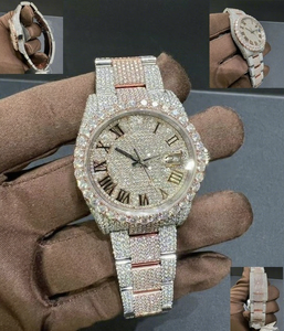 Montre mécanique automatique en moissanite VVS de qualité supérieure, entièrement sertie de diamants, style hip-hop, en acier inoxydable, verre, étanche 10 bars - Product Image 1