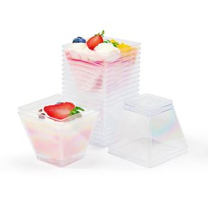 Mini-bols carrés jetables en PS pour desserts, petits gobelets en plastique pour dégustations et service de fête - Product Image 5