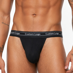 Sous-vêtements sexy personnalisés OEM ODM avec logo, taille haute, côtelés doux, respirants, dos nu, poche <span class=keywords><strong>de</strong></span> maintien, pour hommes gays, type jockstrap ou slip - Product Image 2