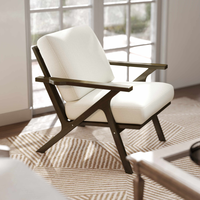Fauteuil inclinable moderne en bois massif avec revêtement en tissu blanc pour salon