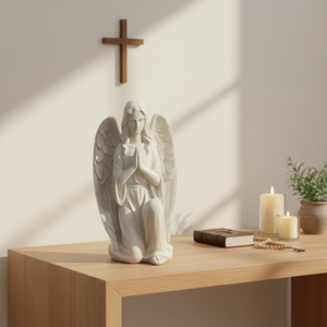 Estatua de Ángel Arrodillado en Oración - Escultura de Resina Blanca Hecha a Mano, Resistente al Agua, para Uso en Interiores/Exteriores, Decoración Personalizada para <span class=keywords><strong>el</strong></span> Hogar y Jardín - Product Image 4
