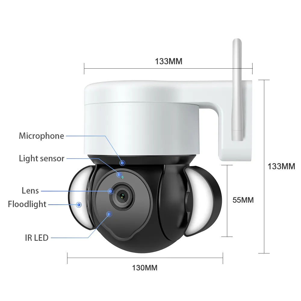 Phổ biến thông minh bên ngoài IP Camera 5MP video giám sát CCTV PTZ camera với tuya App