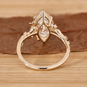 Anillo <span class=keywords><strong>de</strong></span> Compromiso y Boda <span class=keywords><strong>de</strong></span> Oro <span class=keywords><strong>de</strong></span> 14 Quilates con Diamante Amarillo Cultivado en Laboratorio <span class=keywords><strong>de</strong></span> Corte Marquesa <span class=keywords><strong>de</strong></span> 3 Quilates, Estilo Inspirado en la Naturaleza, Certificado por IGI - Product Image 5