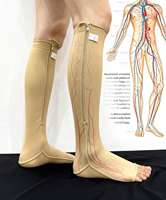 Chaussettes de compression tricotées jusqu'au genou 11-19 mmHg, chaussettes sans orteils, unisexe pour hommes et femmes, améliore la circulation sanguine