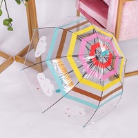 Parapluie pour enfants au japon et en corée du sud à long manche transparent arc-en-ciel nuage de dessin animé créatif belle arquée vente en gros