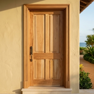 Puerta de Entrada de Madera de Caoba Sólida de 4 Paneles con Marco Arqueado, Estilo Heritage Sovereign - Product Image 2