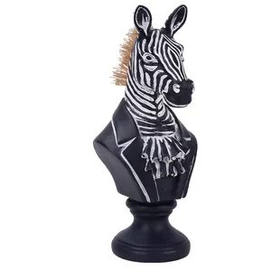 Redeco New Trend American Zebra Head Crafts Art Zebra Figurine Resin Animal Head Sculpture For Gifts Home Decorations