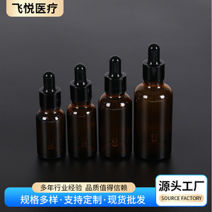 Feiyue Glass Dropper <b>Bottle</b> 30ml Transparent With Black Cap For Essential Oil Serum Dispensing - Product Image 5