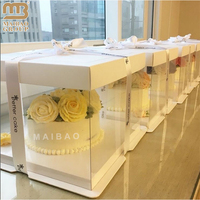 Vente en gros bon marché Supports à gâteaux pour dessert Boîte d'emballage alimentaire de mariage avec poignée Boîte haute pour gâteau avec impression personnalisée pour thé de l'après-midi
