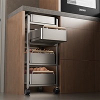 Chariot de rangement de cuisine en acier au carbone de style européen, étagère mobile multi-niveaux, panier à légumes, chariot de rangement flexible pour chambre et collations