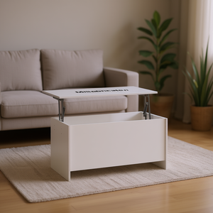 Mesa de Centro de Madera Sintética Blanca de 40.2x21.9x20.7 Pulgadas con Tapa Elevable, Mueble Moderno y Minimalista para Sala de Estar - Product Image 2