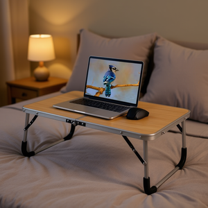 Table pliable pour ordinateur portable, surface en bois et métal, forme d'oreiller, pour lit, canapé, bureau, travail, lecture, écriture - Product Image 2