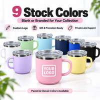 Gobelet miniature personnalisé de 5 oz avec poignée et couvercle, intérieur en acier inoxydable 304, 9 couleurs, OEM ODM, cadeau promotionnel