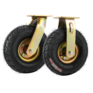 6 "8" 10 "Roulettes pneumatiques en caoutchouc robustes Pneus gonflables pivotants absorbant les chocs Bande de roulement antidérapante pour chariots de construction - Product Image 4