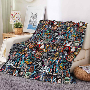 Wholesale Anime Cartoon Space Wars Plush Blanket Custom Soft Fleece Flannel <b>Throws</b> Blankets <b>for</b> Bed Sofa <b>Couch</b> Car Travel - Product Image 3