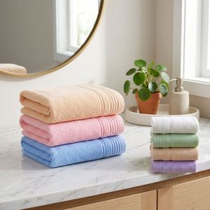 Serviettes de toilette et débarbouillettes réutilisables 100 % coton tissé, couleur unie, ultra absorbantes pour usage hôtelier et nettoyage du visage - Product Image 2