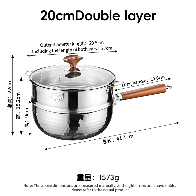 Pot Yukihira en acier inoxydable 316L (20 cm, double paroi)