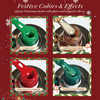 Missgel Coffret de Vernis Gel de Noël 12 Couleurs Boîte Cadeau Sans HEMA Sans TPO Soak Off UV LED Kit Nail Art Magnétique Effet Œil de Chat Pailleté