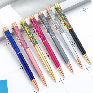 ボールペン新しいデザインカスタムロゴ金属ペンギフトキラキラフローティング金箔 - Product Image 1