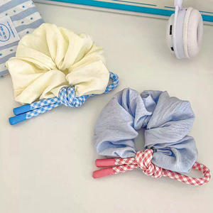 <span class=keywords><strong>Accessoire</strong></span> de cheveux élastique coloré avec nœud papillon à carreaux de style coréen <span class=keywords><strong>pour</strong></span> <span class=keywords><strong>chignon</strong></span> de femme queue de cheval basse nouveau modèle cravate <span class=keywords><strong>pour</strong></span> cheveux - Product Image 3