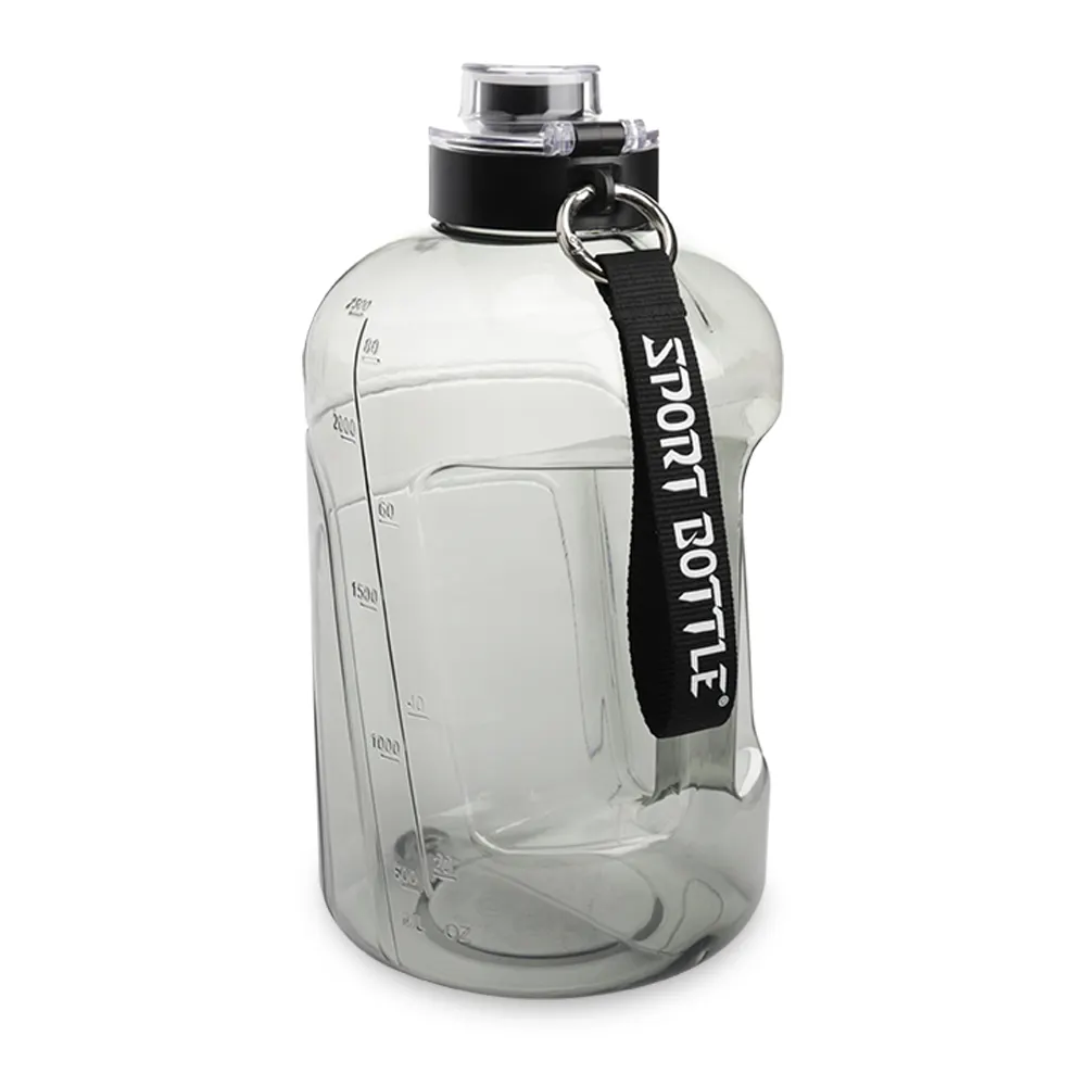Botol air olahraga 1 galon, grosir plastik mulut lebar ramah lingkungan pribadi GYM dengan tutup dengan sikat dengan sedotan