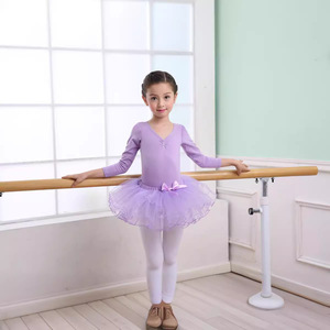 Ensemble de justaucorps de ballet pour filles Haowu Apparel, manches courtes ou longues, jupe tutu de danse, costume de performance en coton - Product Image 4