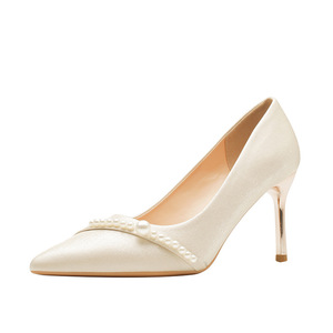 Escarpins de mariée en satin <span class=keywords><strong>ivoire</strong></span> à bout pointu et talons aiguilles pour femme - Product Image 6