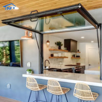 Fenêtres modernes anti-ouragan pour cuisine et bar, avec vérin à gaz en aluminium, fenêtres à auvent traversantes