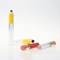 Vente en gros de tubes de gloss à lèvres en plastique jaunes en forme de stylo long, personnalisables, emballages avec logo personnalisé, rouge à lèvres