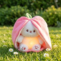 Peluche Lapin Respirant Fraise et Lapin Radis de 30 cm avec Oreilles Mobiles Apaisantes, Poupée en Coton pour le Sommeil et les Ronflements, 5-7 cm