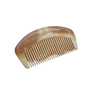 หวีเขาควายรูปไข่ งานฝีมือขัดเงาธรรมชาติ งานศิลปะที่ทนทาน ของสะสม - Product Image 1