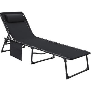 Chaise longue pliable 5 positions réglables, chaise <span class=keywords><strong>de</strong></span> bronzage avec poche latérale, pour <span class=keywords><strong>bain</strong></span> <span class=keywords><strong>de</strong></span> <span class=keywords><strong>soleil</strong></span> en extérieur, piscine, plage, patio, pelouse - Product Image 2