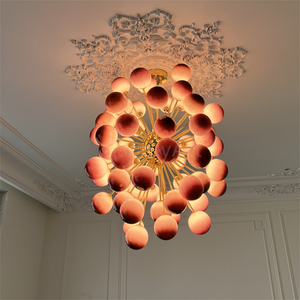 Lampadario a sfera in vetro soffiato viola, Design moderno speciale per la decorazione domestica - Product Image 1