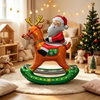 Ballon en aluminium gonflable personnalisé de Noël, motif extraterrestre de dessin animé, cheval à bascule, Père Noël, pour décoration de scène de fête