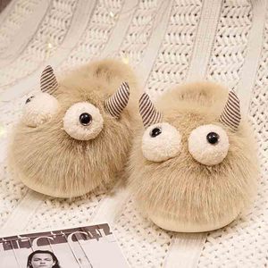 Durable en uso animal de dibujos animados pequeño monstruo rosa y blanco algodón relleno de felpa zapatilla para niños y mamá - Product Image 4