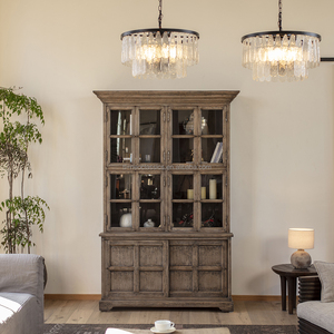 Libreria Antica in Legno Massello con Altezza Regolabile e 6 Ripiani in Legno per Ufficio e Soggiorno - Product Image 2