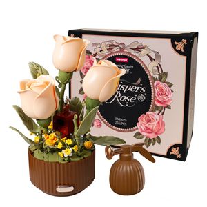Bloques de Construcción 3D Pop-up Hechos a Mano, Jardín Floreciente con Iluminación Dinámica, Bloques de Flores Eternas, Rosa Floreciente - Product Image 5