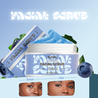 Scrub Wajah Pembersih Mendalam Berlabel Pribadi dengan Ekstrak Blueberry, Purslane, dan Alpukat untuk Perawatan Kulit Pria dan Wanita