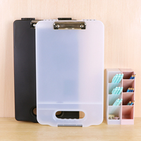 WEISHENG - Portapapeles de Plástico con Apertura Superior y Asa, Protector de Documentos, Soporte para Bolígrafo Integrado, Caja de Almacenamiento para Portapapeles en Negro/Blanco