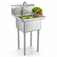 Évier de cuisine professionnel en acier inoxydable à cuve unique, qualité alimentaire, directement de l'usine, pour restaurant
