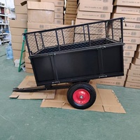 Chariot de remorquage à plateau en acier inoxydable avec côtés amovibles et 2 roues pour tondeuses, tracteurs, VTT, UTV et outils