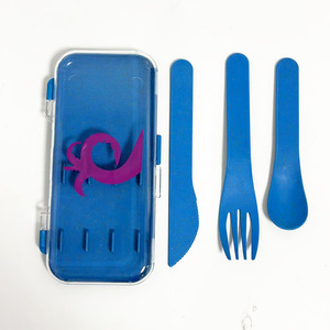 Portable Knife Fork Spoon Set Plastic Reusable Camping Utensil Three Piece Outdoor Cutlery With Lid Rectangular Shape - Product Image 2