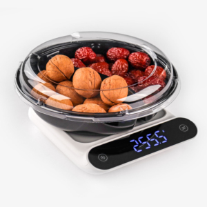 Conteneur à collation rond en PET <span class=keywords><strong>de</strong></span> qualité alimentaire personnalisé à 2 compartiments, boîte d'emballage transparente en plastique écologique pour noix et fruits avec couvercle à fermeture sécurisée - Product Image 4
