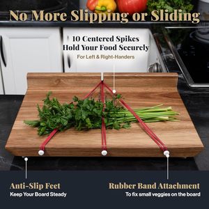 Solid Wood One Handed Cutting Board Rectangle Anti Slip Kitchen Tool For Disabled People <b>Wooden</b> Vegetable Chopping <b>Block</b> - Product Image 5