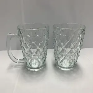 High end customized glass monogrammed beer glasses in restaurant