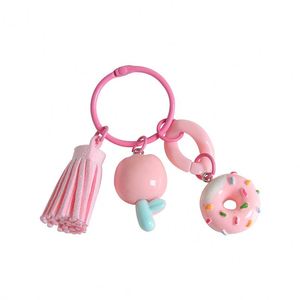 Llavero de Resina con Borla de Tulipán Creativo y Lindo, Colgante de Metal con Forma de Corazón y Donut, Decoración para Bolsos, Regalo para Chicas - Product Image 6