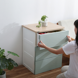 <span class=keywords><strong>Meuble</strong></span> de rangement blanc personnalisé à <span class=keywords><strong>5</strong></span> niveaux en <span class=keywords><strong>plastique</strong></span> injecté avec dessus en bois, tiroir moderne pour vêtements, idéal pour le salon - Product Image 3