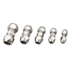 ข้อต่อทองแดงชุบนิกเกิล ขนาด 6 มม. 8 มม. 10 มม. 12 มม. แบบตรง สำหรับท่อลม - Product Image 2