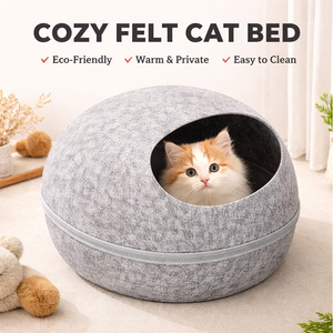 Donut <strong>Cat</strong> <strong>Bed</strong> Eco-Friendly <strong>Felt</strong> Pet Tent Cave Dual-Use Indoor Training Interactive Sports Toy Solid <strong>Pattern</strong> - Product Image 1